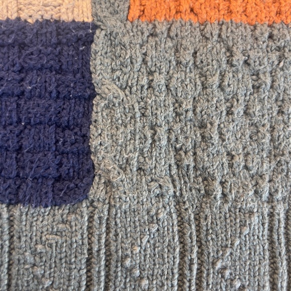 Eddie Bauer Men's Patchwork Crewneck Sweater - Gray, Blue, Orange, Cream Size M - Picture 6 of 10